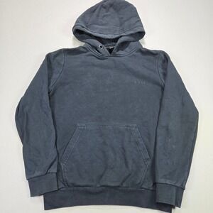 Hugo Boss Mens Pullover Hoodie Navy Charcoal Cotton Blend Logo Size M 0204501